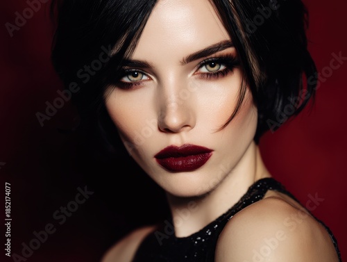 Short-haired woman with str...