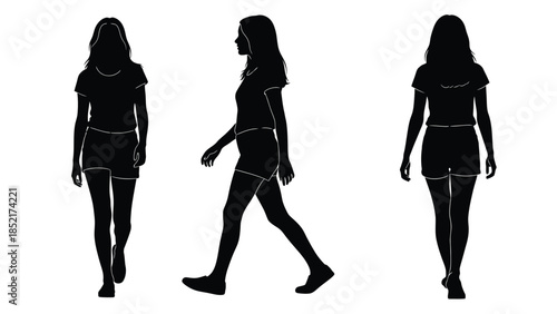 Silhouettes of a woman shown from front side and back perspectives