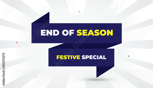 end season festive special web banner vector art editable eps format illustration template design deep blue shapes yellow bold font white gray gradient abstract sun shine business background 4k illust