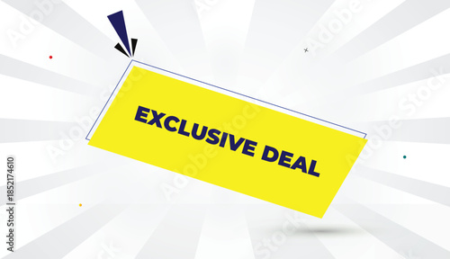 Exclusive Deal editable eps format web banner vector art illustration template design yellow shapes deep blue bold font white gray gradient abstract illustration sun shine business background 4k creat