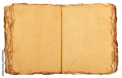 Old antique book with weathered pages isolated