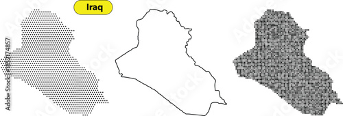 Three different styled maps of iraq in black and white