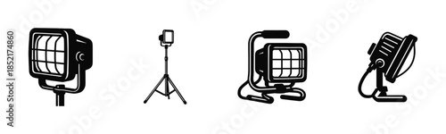 Spotlights set. Spotlight flat vector illustration set