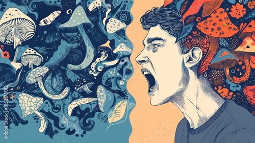 Man experiencing psychological distress and vivid hallucinations