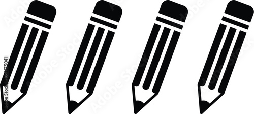 Crisp vector pencil icons for creative design, education, and artistic expression tools