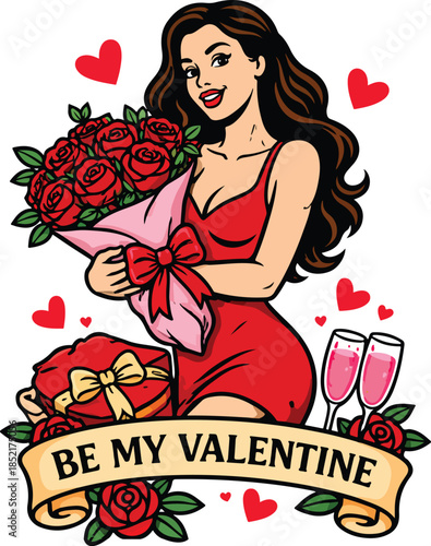 valentine romentic couple vector