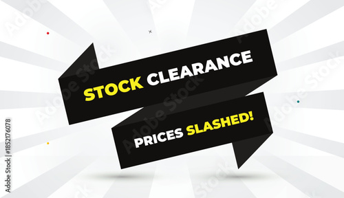 Editable EPS format web banner vector art template design abstract illustration with black gray yellow shapes bold font white gray gradient sunshine business background 4k stock clearance prices