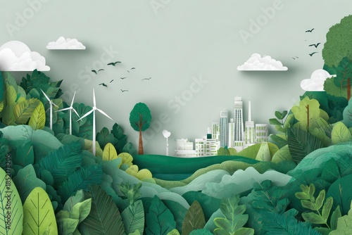 Green background illustration for environmental ecology