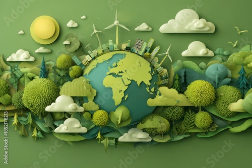 Ecology and environmental protection green illustration
