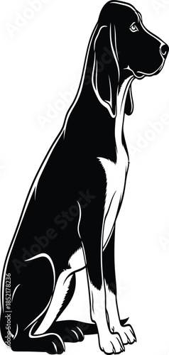 A striking black and white canine portrait a detailed depiction of a seated dog silhouette