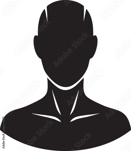 Modern Humanoid Robot Bust Head and Shoulders Profile Silhouettes isolated on white background