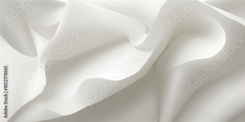 Smooth white silk and satin fabric background featuring flowing wavy textures and soft luxury curves for an elegant wedding backdrop textile design