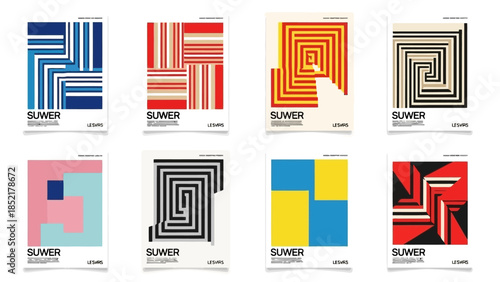 Geometric Shape Vector Poster Set in Swiss Style