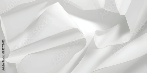 Luxury white silk and satin fabric background with soft wave patterns and smooth shiny textures creates an elegant wedding backdrop or fashion textile material