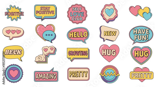 Colorful Positive Affirmation Stickers for Digital Communication