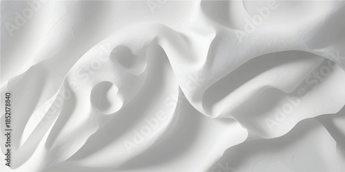 Soft white silk fabric texture with a sweet cream yogurt swirl and light pink meringue abstract background