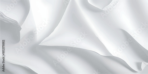 An elegant white silk and satin fabric background featuring smooth flowing waves and soft luxury textile textures for a light wedding backdrop design