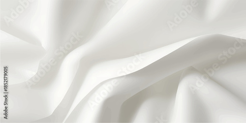 Smooth white silk and satin fabric background featuring soft flowing waves and luxury cream textile texture for a liquid drapery wedding backdrop design