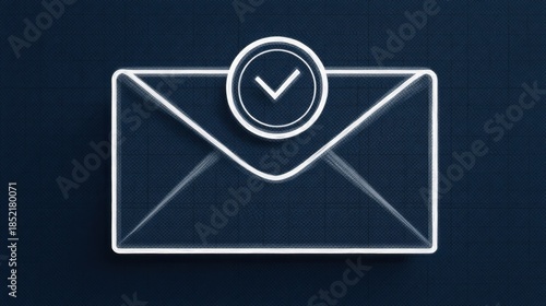 A sleek email confirmation icon featuring an envelope with a checkmark,