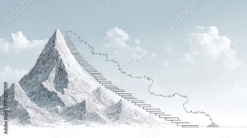 Steps leading to success on mountain summit