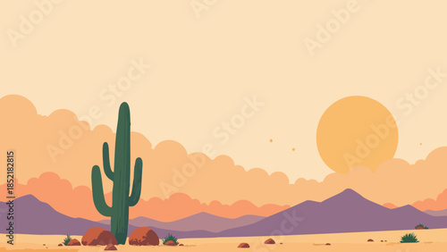 Minimalist Vector Succulent in Warm Desert Hues