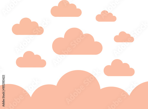 Peach clouds on white, a serene graphic illustration for calm and minimalist design projects