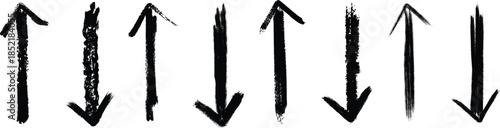 A collection of black arrows pointing up and down