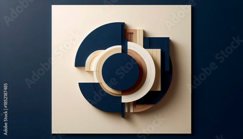 A geometric abstraction photographic print, Ai generated image