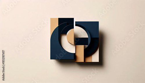 A geometric abstraction photographic print, Ai generated image