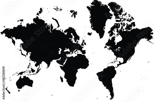 South Up World Map, Upside Down Reversed World Map, North-South Bias Map Design Vector Editable