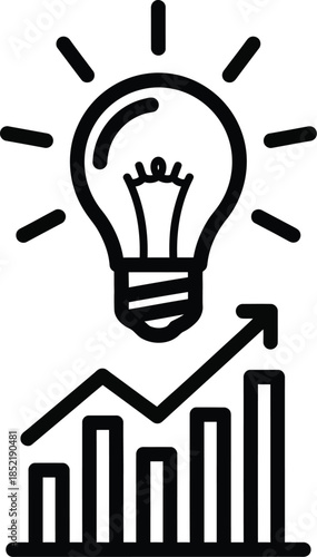Light Bulb and Bar Chart Icon for Ideas and Business Growth innovation creativity