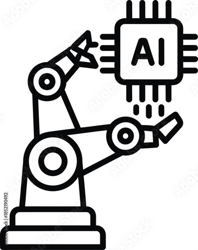 Robotic Arm Holding an AI Chip Icon artificial intelligence
