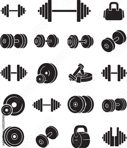Various gym equipment dumbbell weight