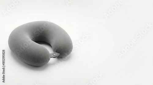 Gray travel neck pillow isolated on white background