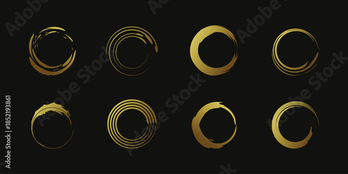 Circle brush element vector with creative golden shape Premium Vector part 2