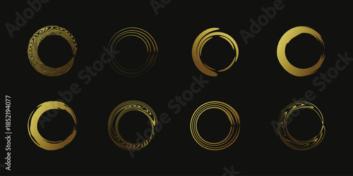 Circle brush element vector with creative golden shape Premium Vector part 4