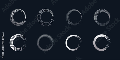 Circle brush element vector with creative silver shape Premium Vector part 5