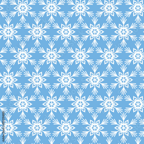 Winter seamless pattern with snowflakes, holiday background. Vector illustration for fabric, textile wallpaper, posters, gift wrapping paper. Christmas vector illustration. Falling snow.