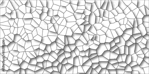 Abstract Voronoi Pattern Background with Black Outlines and Soft Shadows on White texture geometric