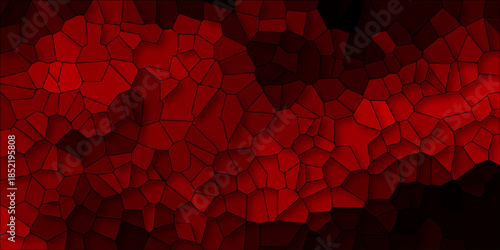 Deep Red Abstract Geometric Mosaic Pattern with Dark Vignette and Polygonal Cells background