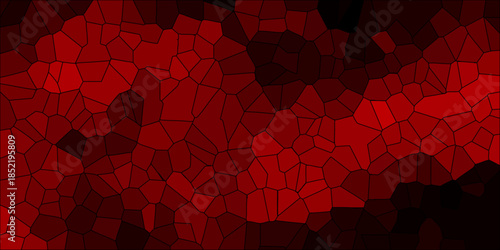 Deep Red Abstract Geometric Mosaic Pattern with Dark Vignette and Polygonal Cells background