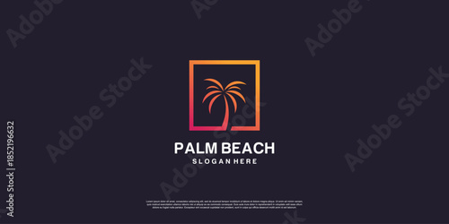 Palm beach logo with creative concept Premium Vector part 1