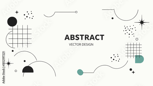 Minimalist Abstract Cosmic Frame Vector Background with Stars and Geometric Lines