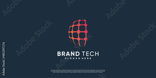 Globe logo with modern technology concept Premium Vector part 8