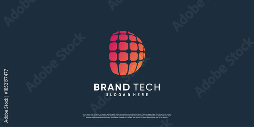 Globe logo with modern technology concept Premium Vector part 15