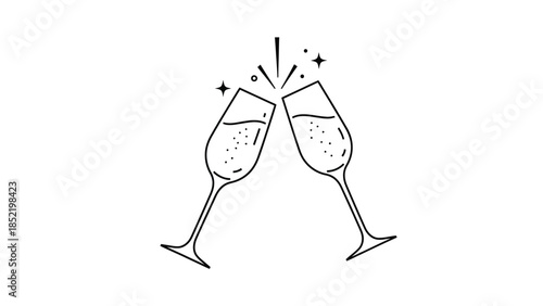 Clinking champagne glasses illustration symbolizing celebration success toast and joyful festive moments