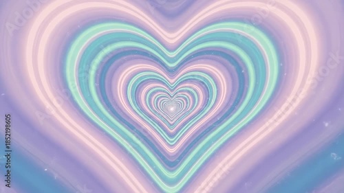Pastel Rainbow Heart with Concentric Glow: Abstract Artwork.