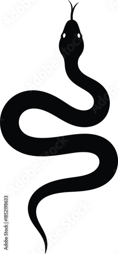 Black snake silhouette isolated on transparent background, Vector, illustration