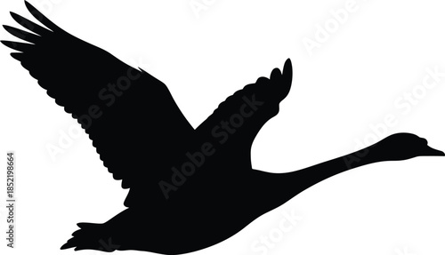 Silhouette of a flying Goose isolated on transparent background, Vector, illustration