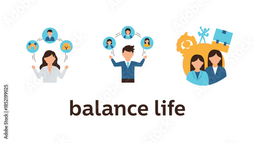 Balance life concept illustration representing work life harmony wellbeing priorities and healthy lifestyle management